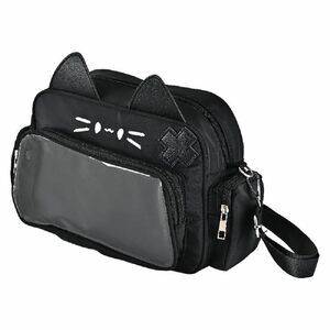 4457 Cat Bag Crossbody Ita Bag Cute Shoulder Bag Purse Pins Badge Dispaly
